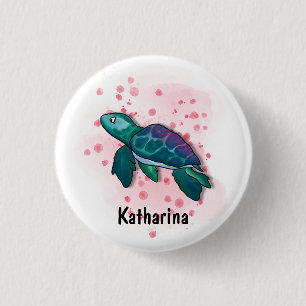 Dive Into Ocean Magic with Turtles! 1 Inch Round Button