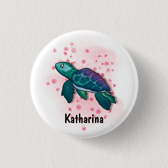 Dive Into Ocean Magic with Turtles! 1 Inch Round Button (Front)