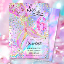 Dive into Six 6th Birthday Mermaid Invitation Edit