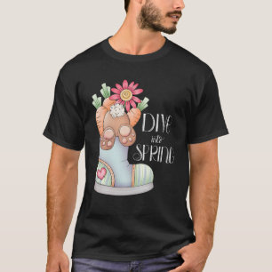 Dive Into Spring Bunny With Rain Boot And Carrots T-Shirt