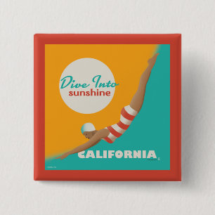 Dive Into Sunshine California 2 Inch Square Button