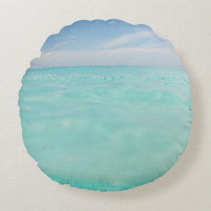 Dive into the Caribbean Sea 4 Round Pillow