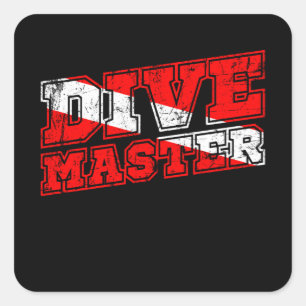 Dive Master Dive Instructor Diver Down Flag Scuba Square Sticker