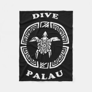 Dive Palau Vintage Retro Tril Turtle Vacation  Fleece Blanket