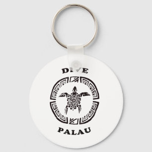 Dive Palau Vintage Tril Turtle Vacation Gift Keychain