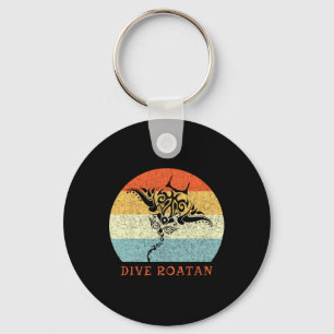 Dive Roatan Vintage Retro Tril Stingray Vacation Keychain