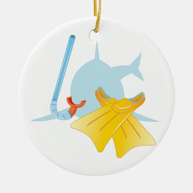 Dive Shark Ceramic Ornament (Front)