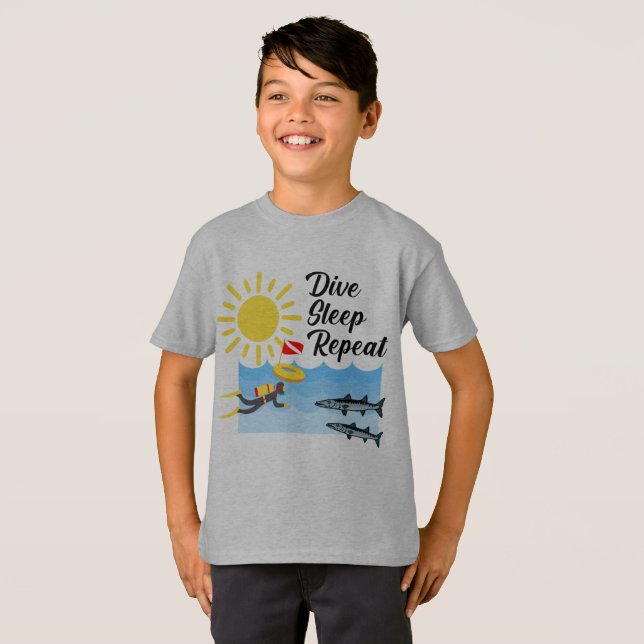 Dive Sleep Repeat Design - Kids' Basic T-Shirt (Front Full)
