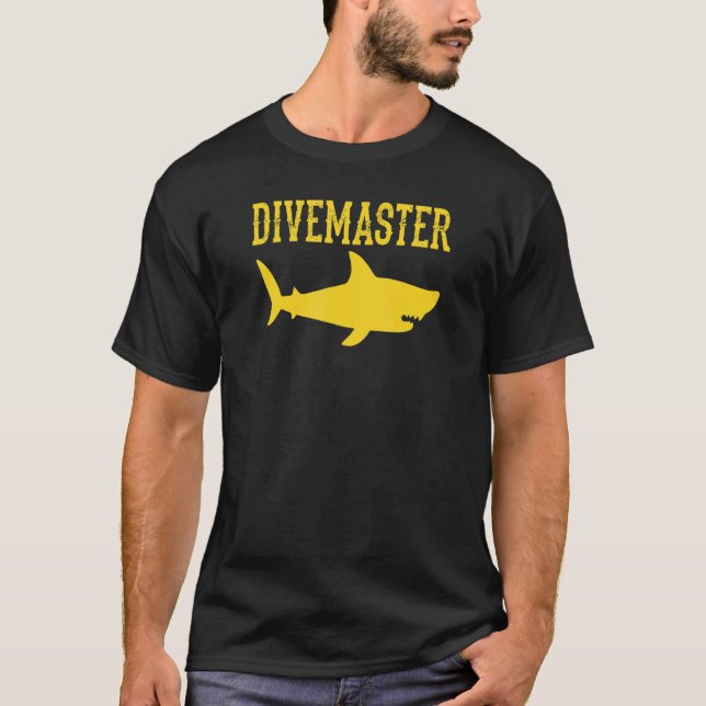 Divemaster Scuba Diving Instructor Dive Flag Shark T-Shirt (Front)