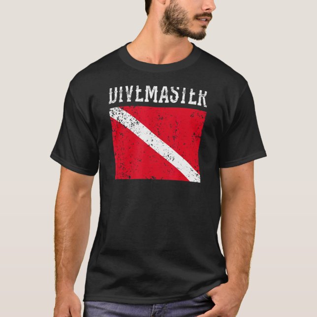 Divemaster Scuba Diving Instructor Dive Flag Style T-Shirt (Front)