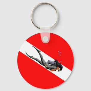 Diver And Dive Flag Keychain