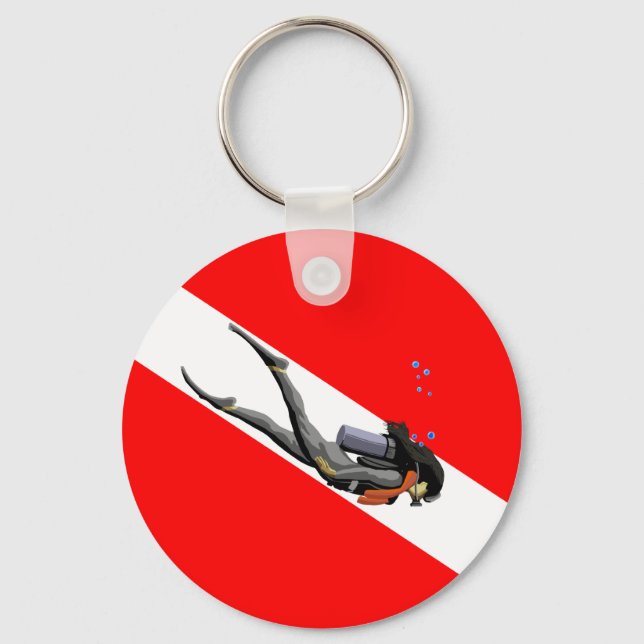 Diver And Dive Flag Keychain (Front)