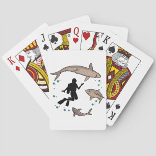 Diver and Sharks Playing Cards