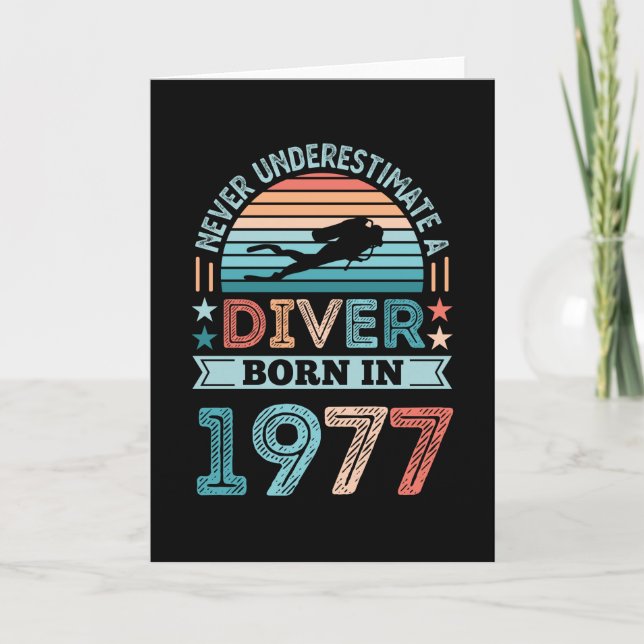 Diver born 1977 50th Birthday Diving Gift Dive Fan Card (Front)