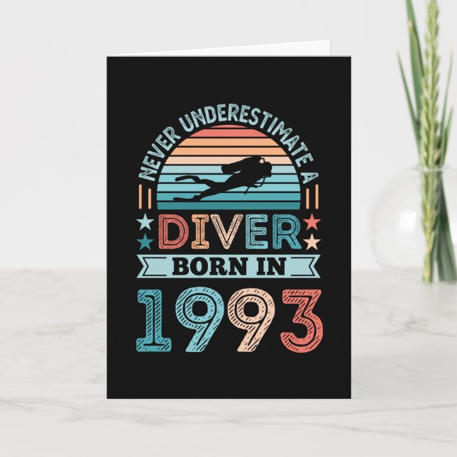 Diver born 1993 30th Birthday Diving Gift Dive Fan Card (Front)