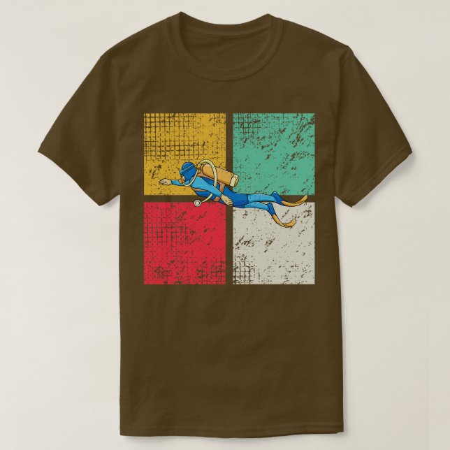 Diver Diving Retro T-Shirt (Design Front)