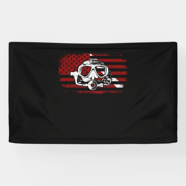 Diver Down Dive Flag Scuba Diving American Flag Banner (Horizontal)