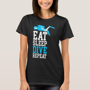 Diver Down Dive Flag Scuba Diving Eat Sleep Repeat T-Shirt