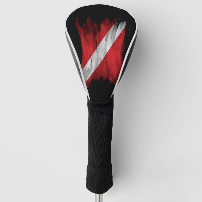 Diver Down flag brush stroke, Dive flag Golf Head Cover (Front)