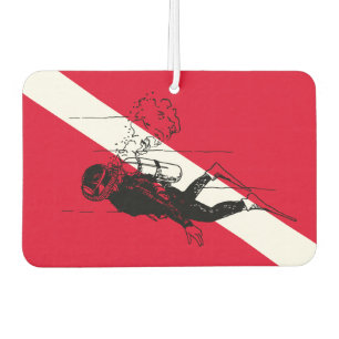 Diver down flag with retro diver illustration air freshener