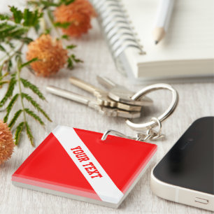 Diver Down Flag Your Text Keychain