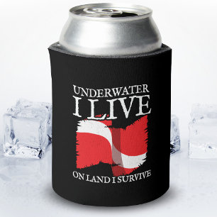 Diver Down - Scuba Diving Quotes - Scuba Diver Can Cooler