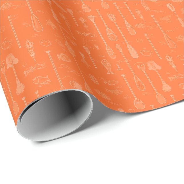 Diver Down Wrapping Paper - Orange on Orange (Roll Corner)