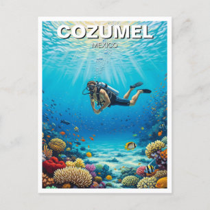 Diver in Cozumel Mexico Travel Postcard