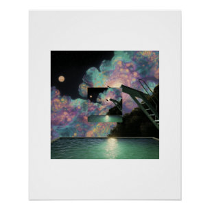 Diver Into Cosmic Nebula Sky Poster