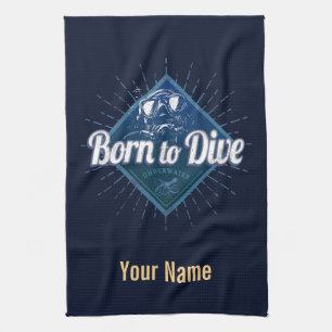 Diver retro Scuba Diving School Vintage Ocean Kitchen Towel