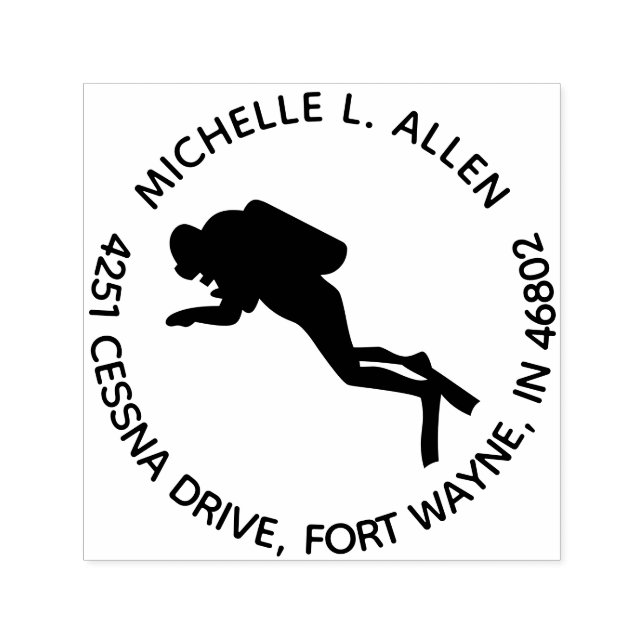 Diver Round Return Address Self Inking Stamp (Design)