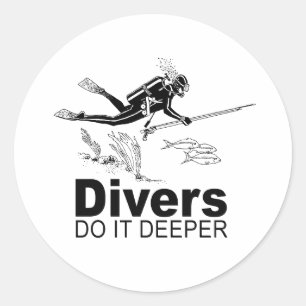divers do it deeper classic round sticker