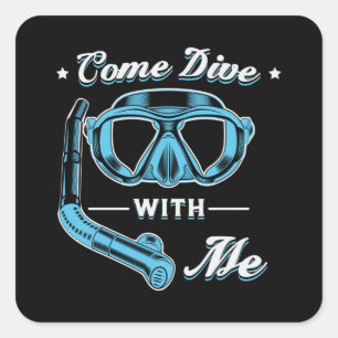 Divers Do It Deeper Scuba Diving Diver Ocean Sea Square Sticker