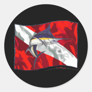 Divers Flag Critter Collection Classic Round Sticker