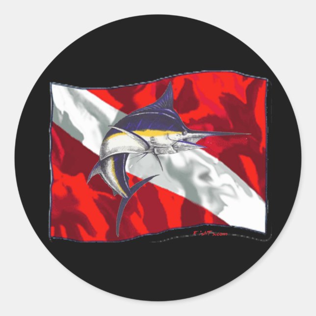 Divers Flag Critter Collection Classic Round Sticker (Front)
