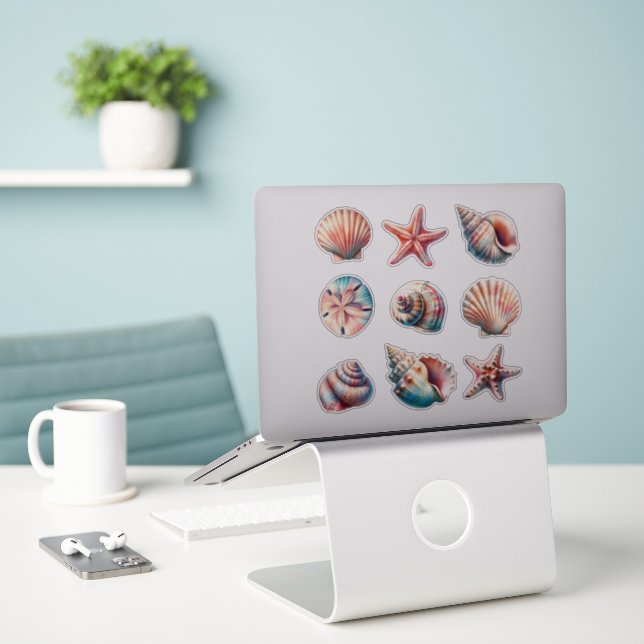 Divers Stickers Sea Shell - ensemble 9 (Ordinateur portable sur le bureau)