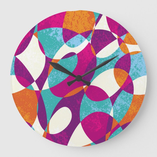Diverse colours, vintage pattern collection. large clock (Front)