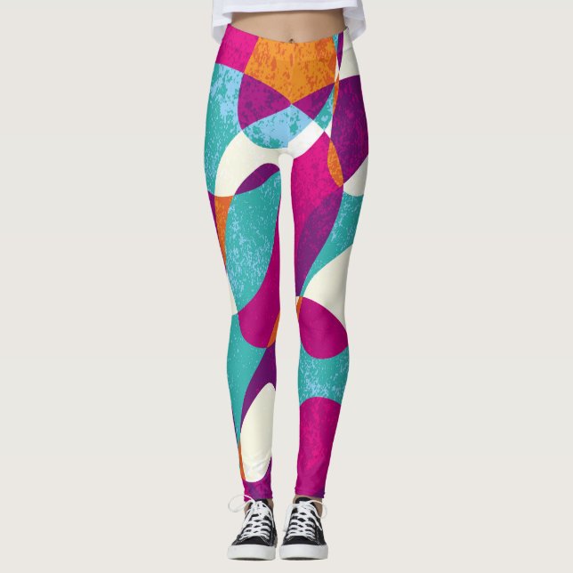 Diverse colours, vintage pattern collection. leggings (Front)