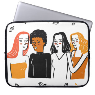 Diverse girls, various nationalities together. laptop sleeve