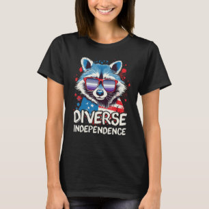 Diverse Independence Raccoon Butch Lesbian Sungla T-Shirt