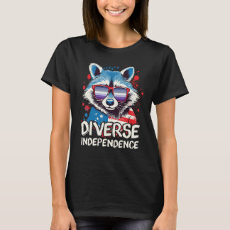 Diverse Independence Raccoon Butch Lesbian Sungla T-Shirt