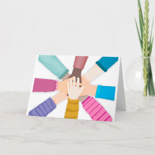 Diverse Kids Hands Unity Circle Card