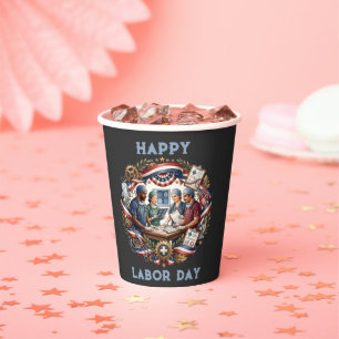 Diverse Medics Patriotic Labour Day Team Art Paper Cups