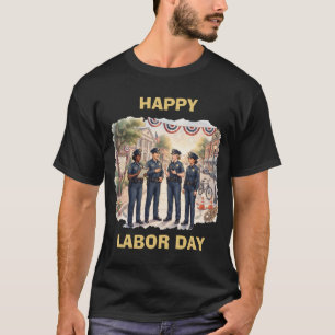 Diverse Police Officers Patriotic Labour Day Art T-Shirt