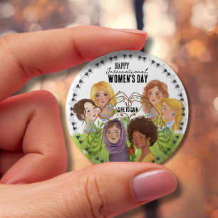 Diverse watercolor portraits   Give To Gain 4 Inch Round Button