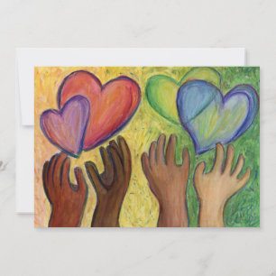 Diversité Amour Coeurs Mains Colorée Invitations