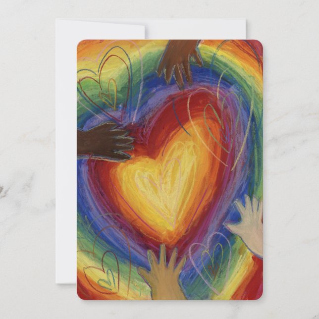 Diversité Amour Coeurs Mains Colorée Invitations (Devant)
