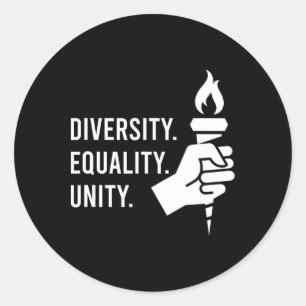 Diversity. Equality. Unity. A Feminist  Classic Round Sticker