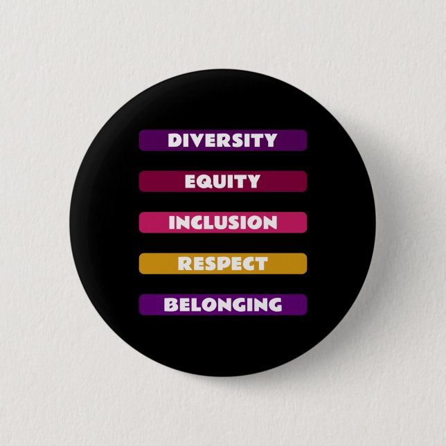 Diversity Equity Inclusion Respect Belonging Pack  2 Inch Round Button (Front)