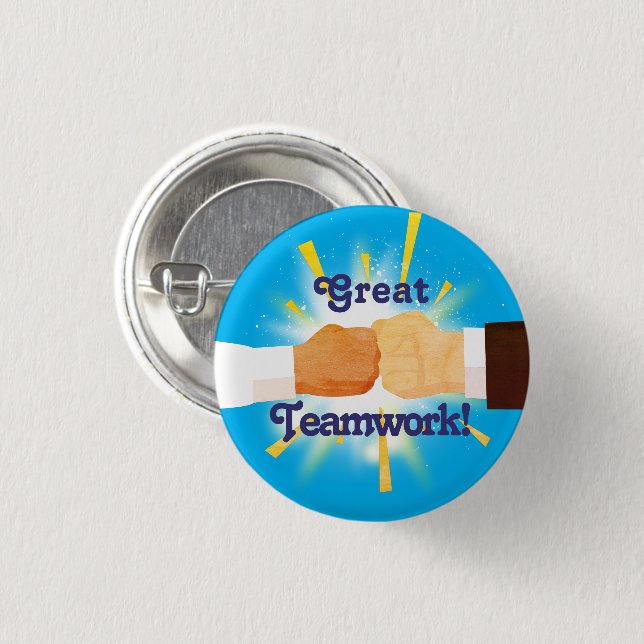 Diversity fist bump employee recognition award 1 inch round button (Front & Back)